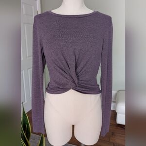 Aritzia Wilfred Free Women's Top Purple Long Sleeves Waist Knot Crop Size S